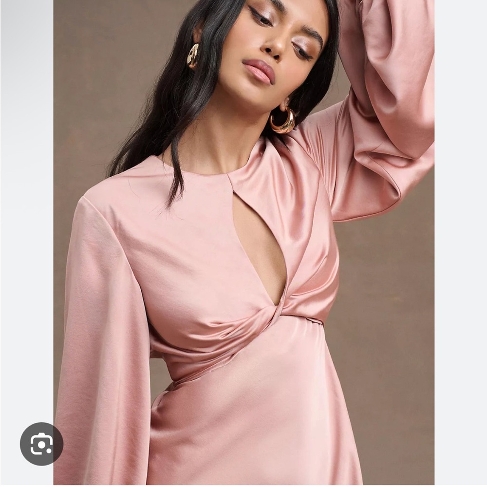 Elegant Pink Long Sleeve Demi Dress - Picture 3 of 4